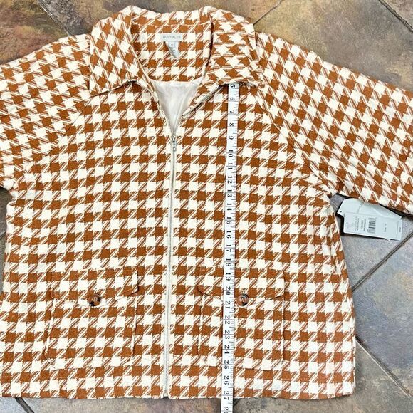 NWT Multiples Camel Houndstooth Zip Up Jacket 1X - Picture 10 of 14